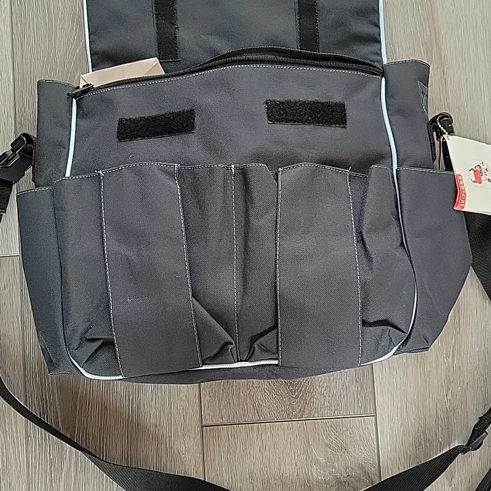 Skip Hop black with light blue dash Diaper bag